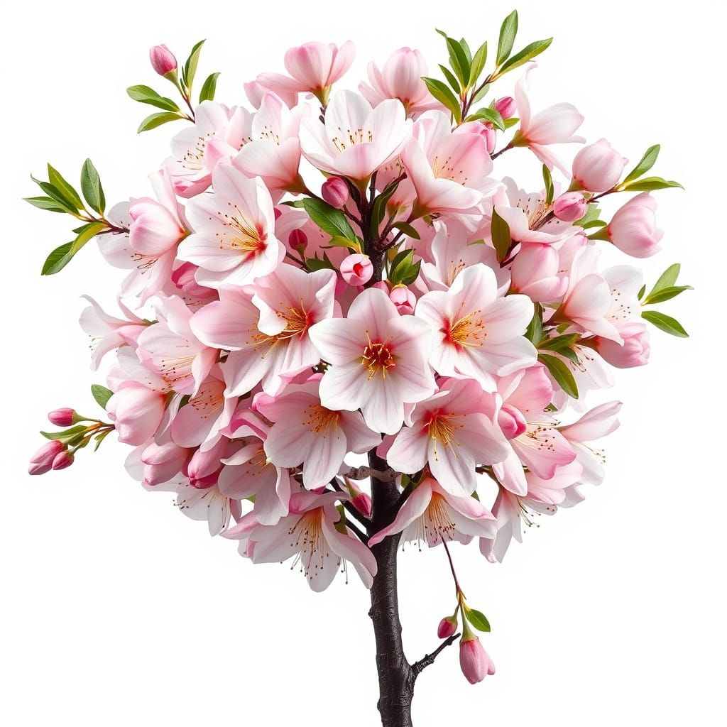 Surreal Botanical Masterpiece in Soft Pink and White