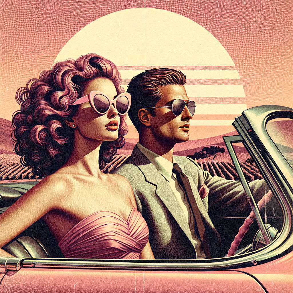 Glamorous, vintage sunset trip, worthy of a cheap romantic novel