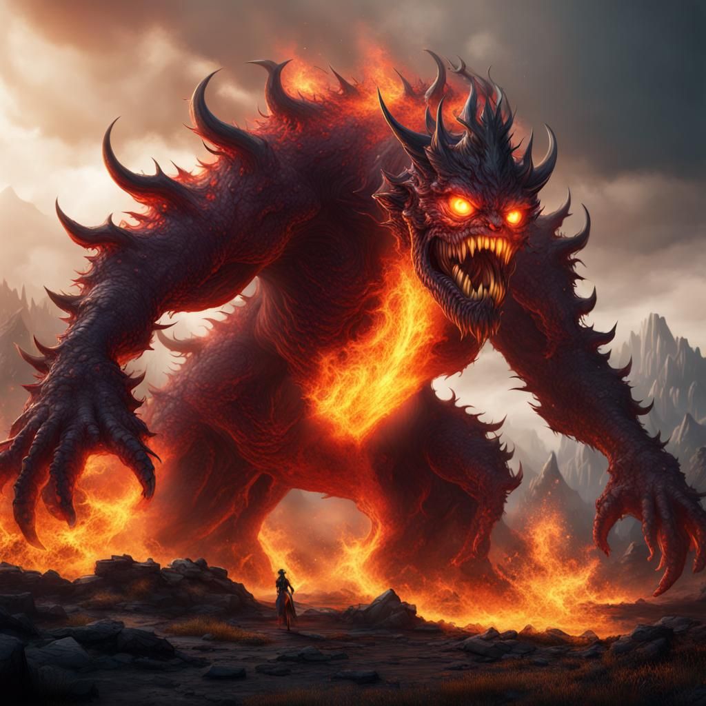 A giant fire monster - AI Generated Artwork - NightCafe Creator