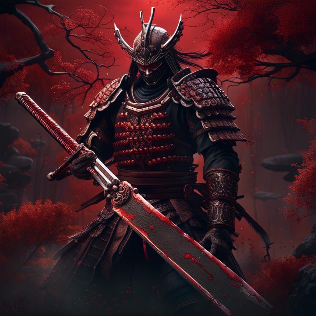 Blood samurai with blood sword - AI Generated Artwork - NightCafe Creator