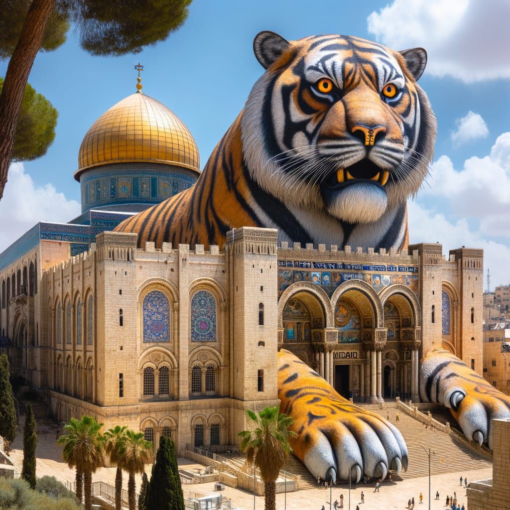 Majestic Tiger Dominates Jerusalem Synagogue