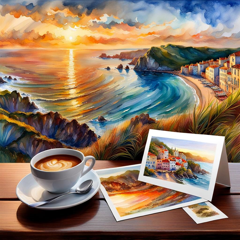 Writing postcards on a vacation
