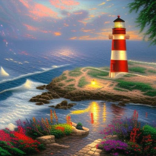 Lighthouse by Thomas Kinkade