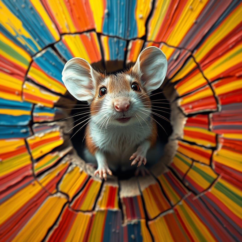 Vibrant Striped Background with Mouse Emergeance