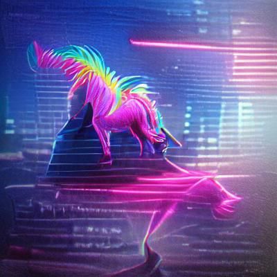 Pink unicorn with rainbow tail and pink hooves