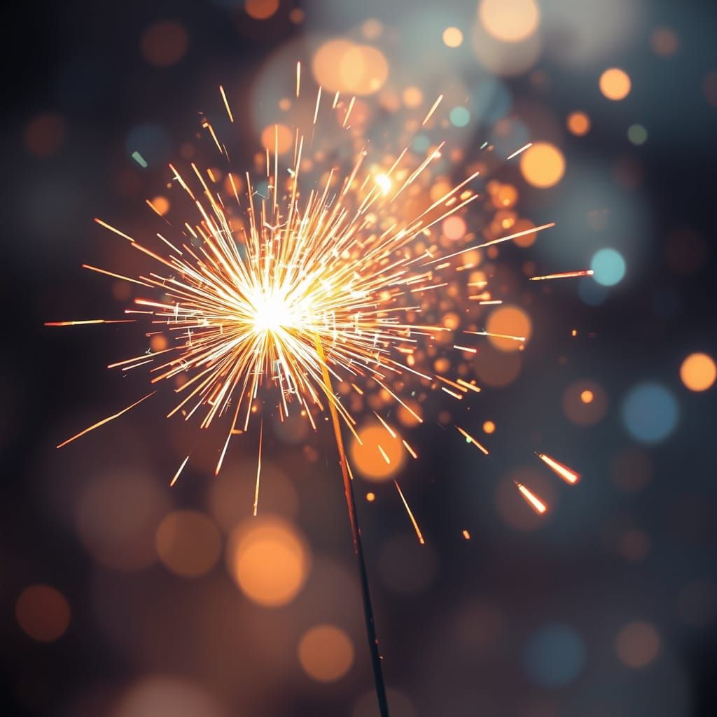 Vibrant Sparkler Explosion in Dreamy, Whimsical Atmosphere