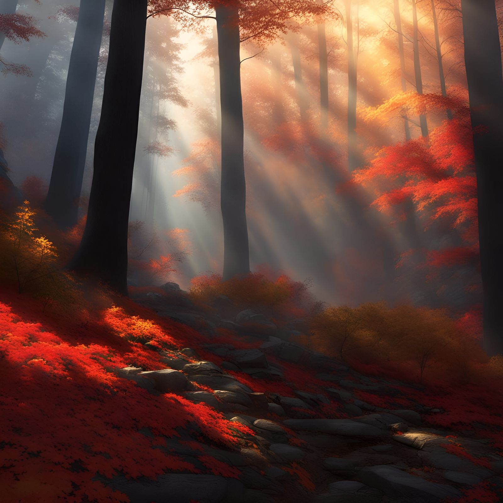 Misty Autumn - AI Generated Artwork - NightCafe Creator