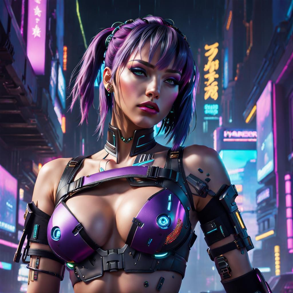 Cyberpunk 2099 Neoncity Girl 💜🖤 Dark Vaporwave ⚙️ RCXL v4 - AI ...