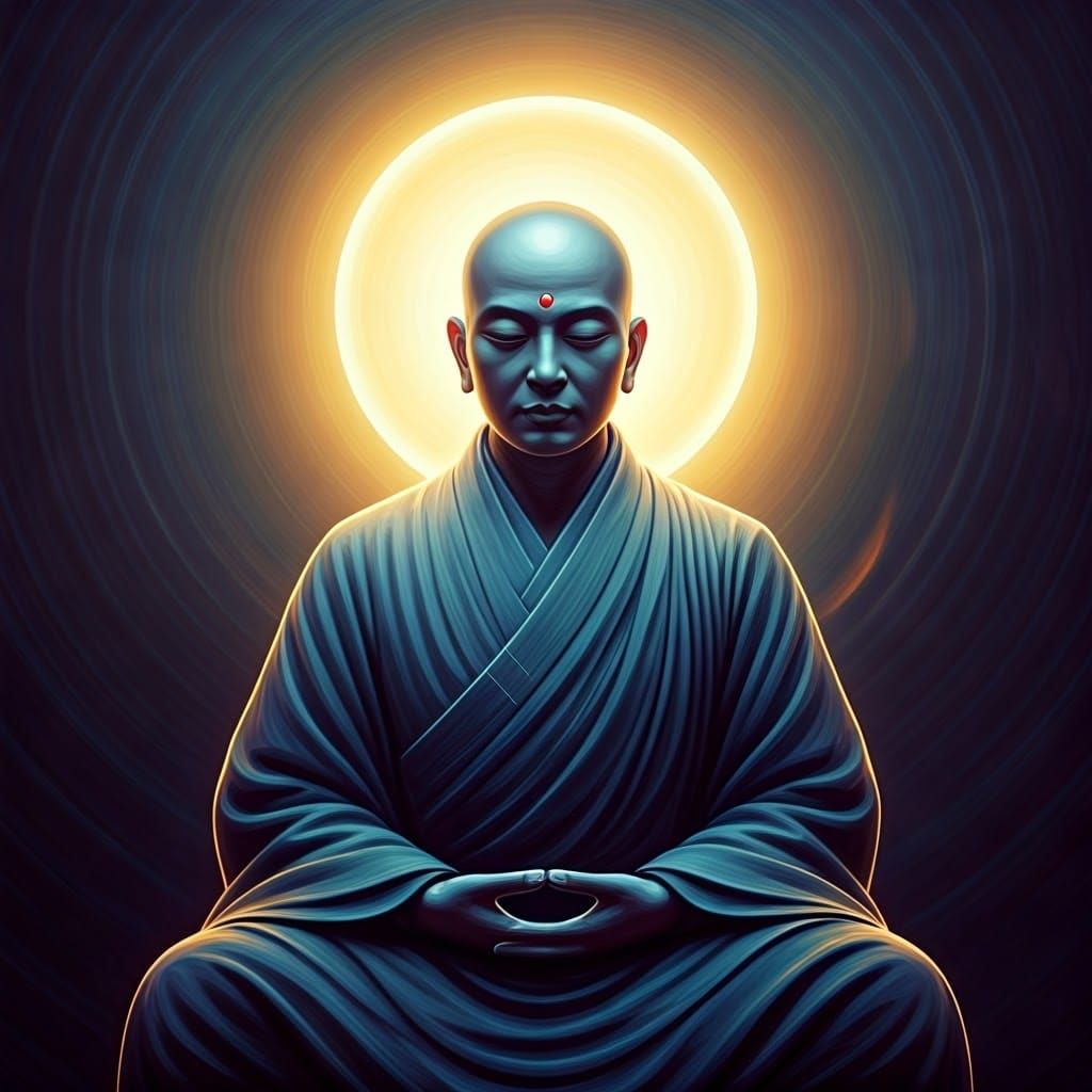 Enigmatic Monk in Ethereal Light