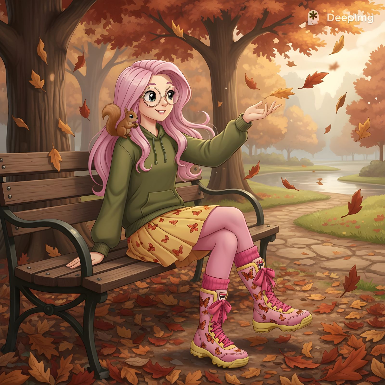 Fluttershy in the park, enjoying the autumn scenery and the ...