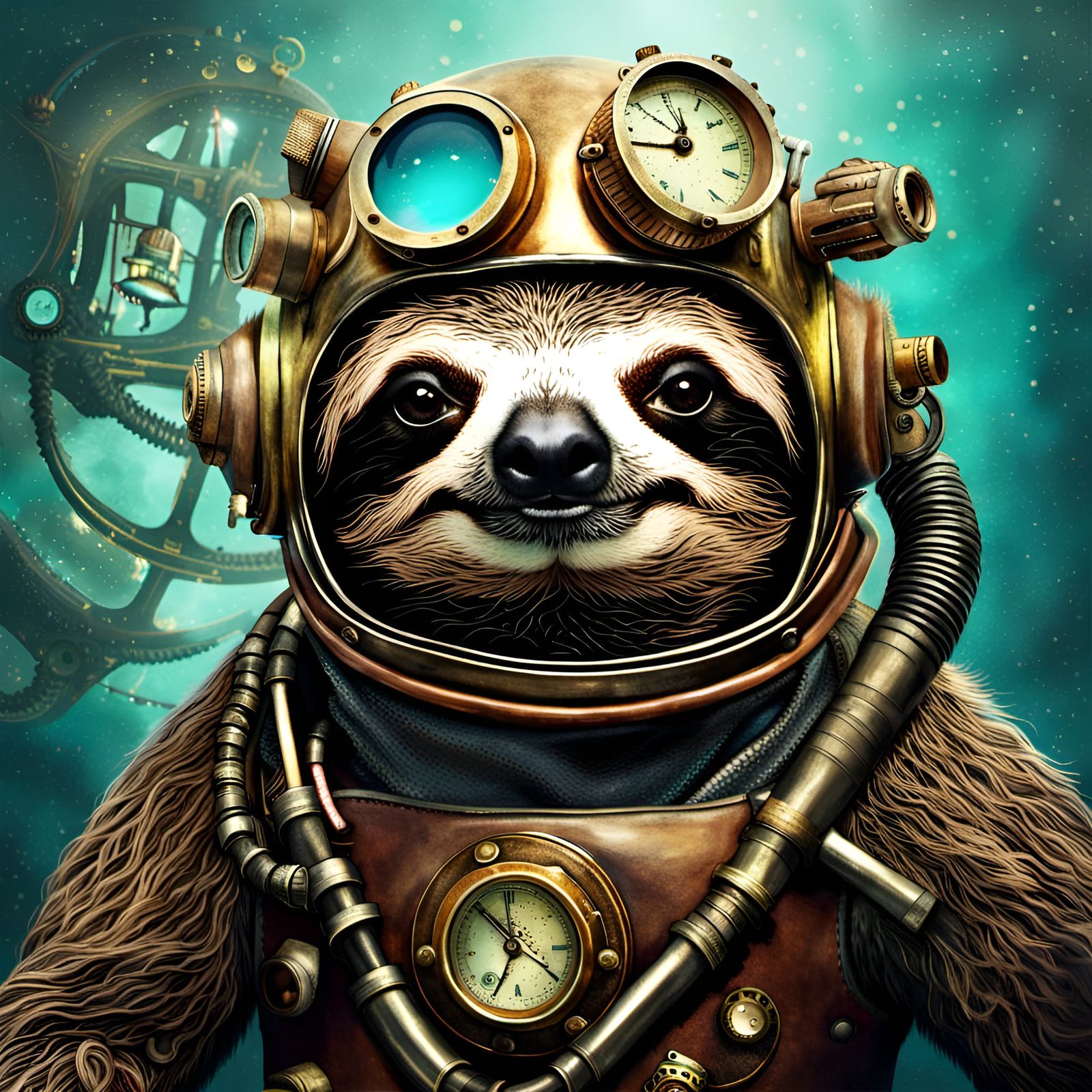 A Steampunk Deep Sea Diving Sloth - AI Generated Artwork - NightCafe ...