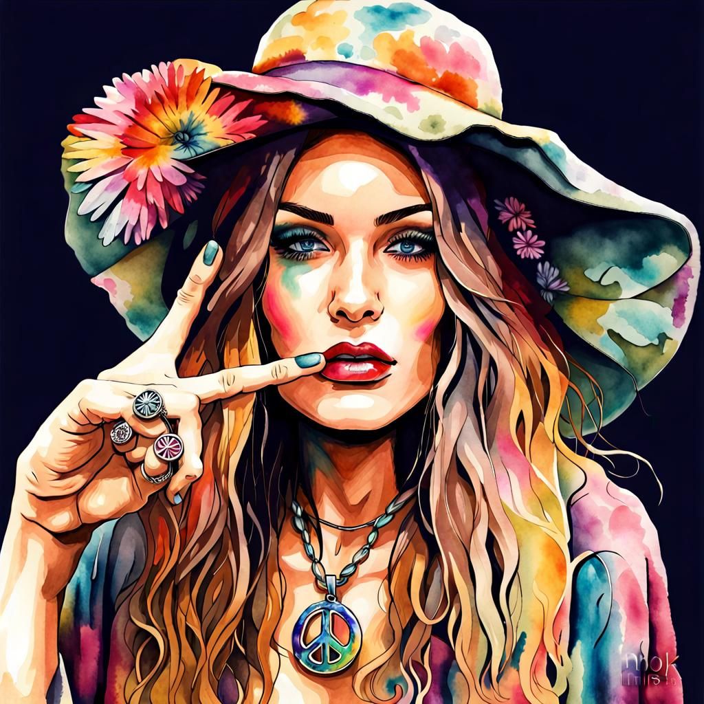 HIPPIE GIRL 16 - AI Generated Artwork - NightCafe Creator