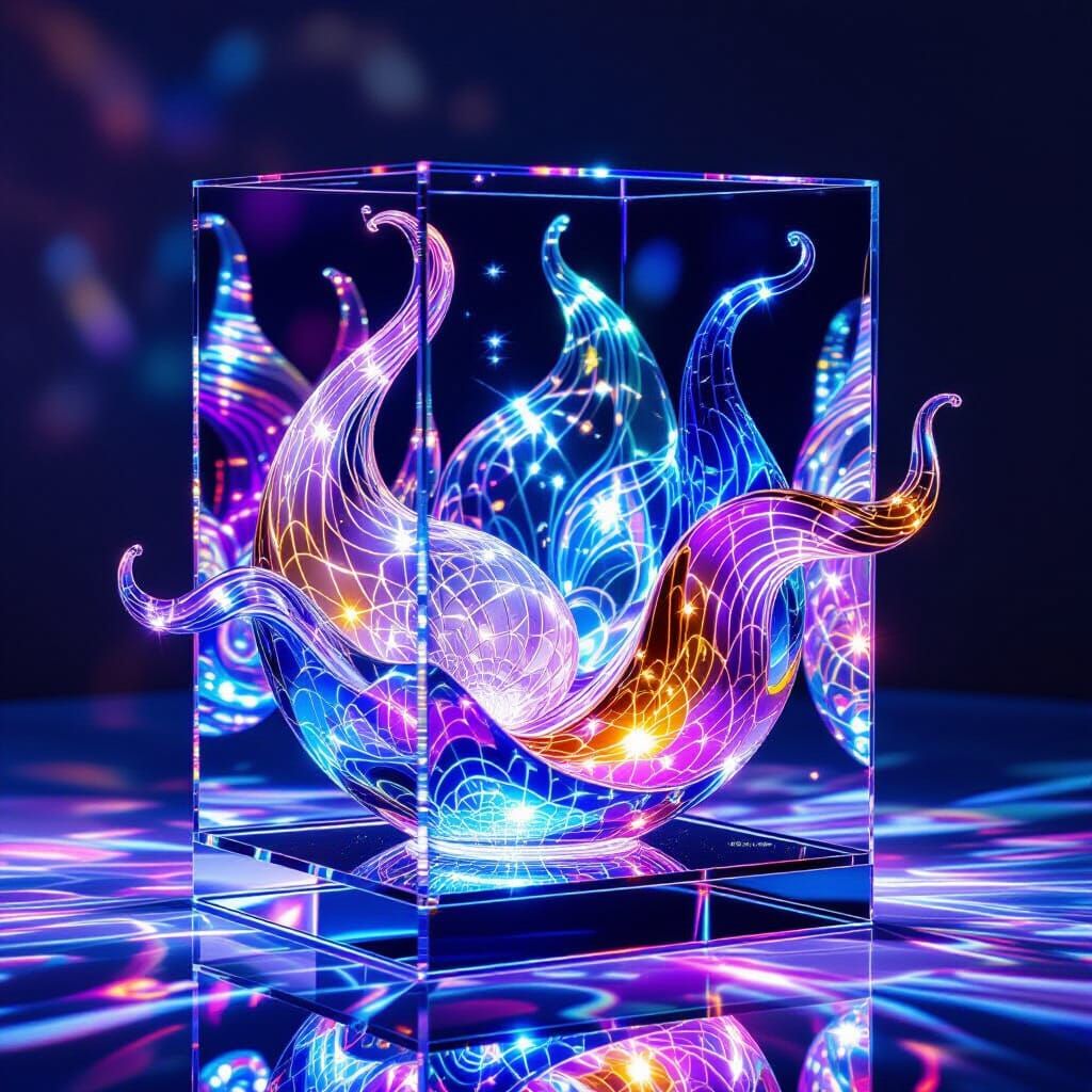 Kaleidoscopic Glass Computer in Neon Style