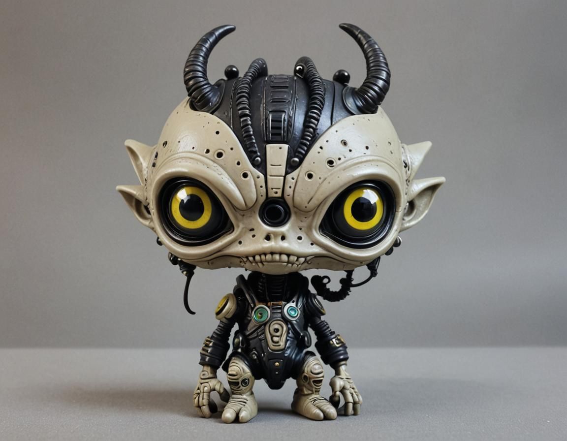 clay eyepunk alien in cyberpunk style