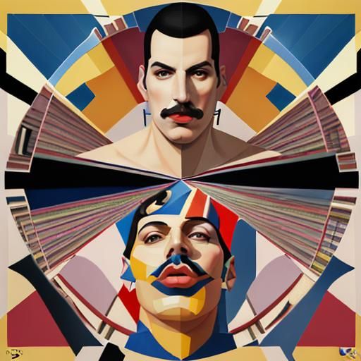 Queen Freddie Mercury singing in the stadium. Cubism, Pablo ...