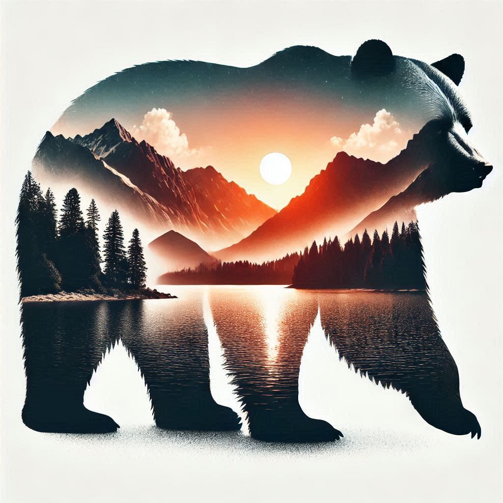 double exposure beautiful fantasy DALL-E 3 portrait landscape..