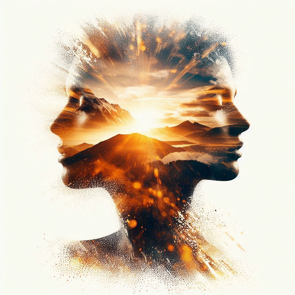 double exposure beautiful fantasy portrait landscape..