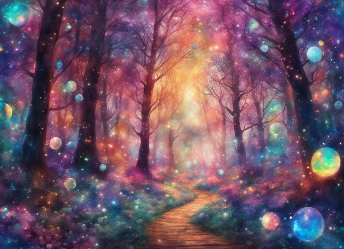 magical forest, glitter, bokeh, sparkle, shimmer, holographi...