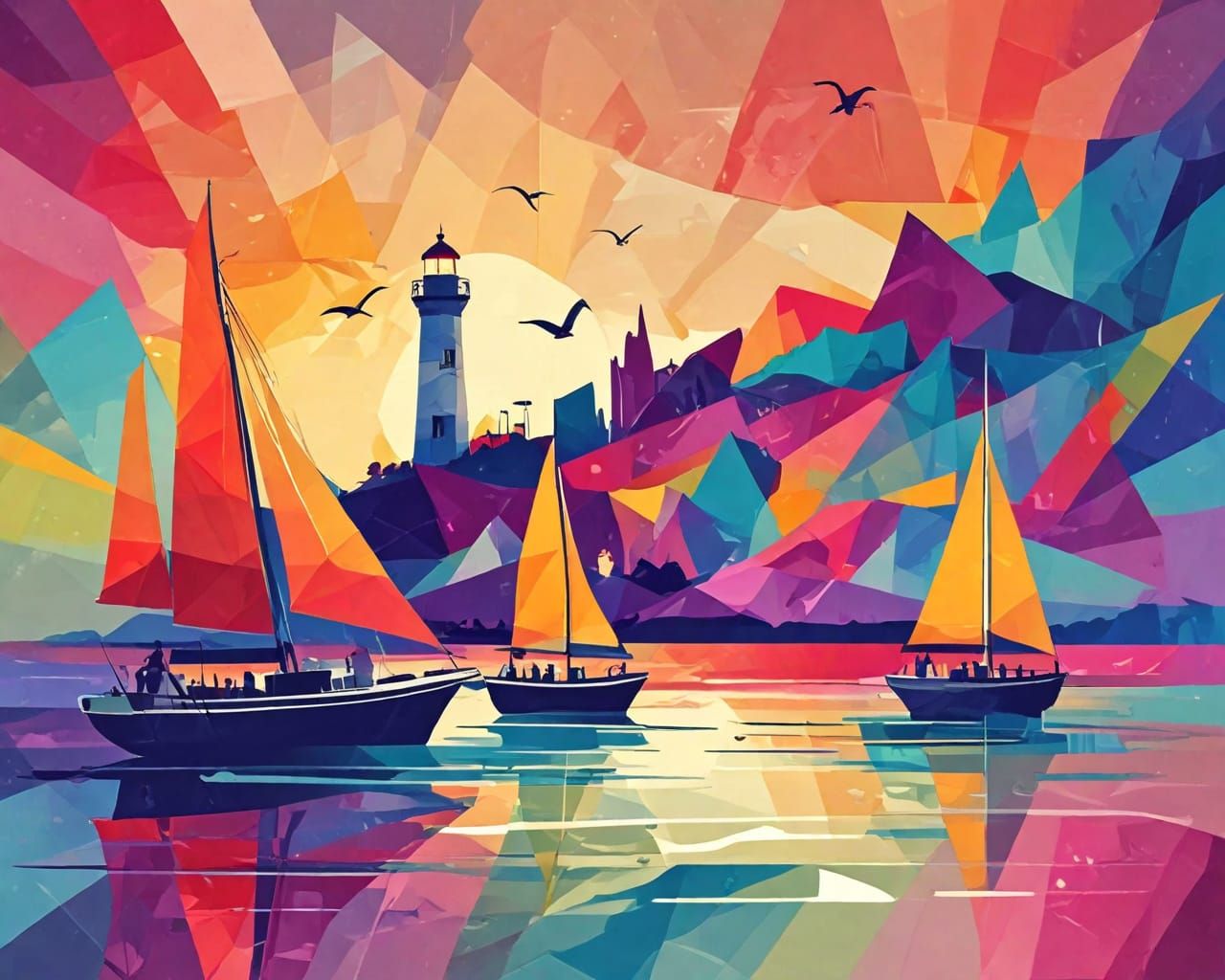 Lighthouse. Abstract scene.