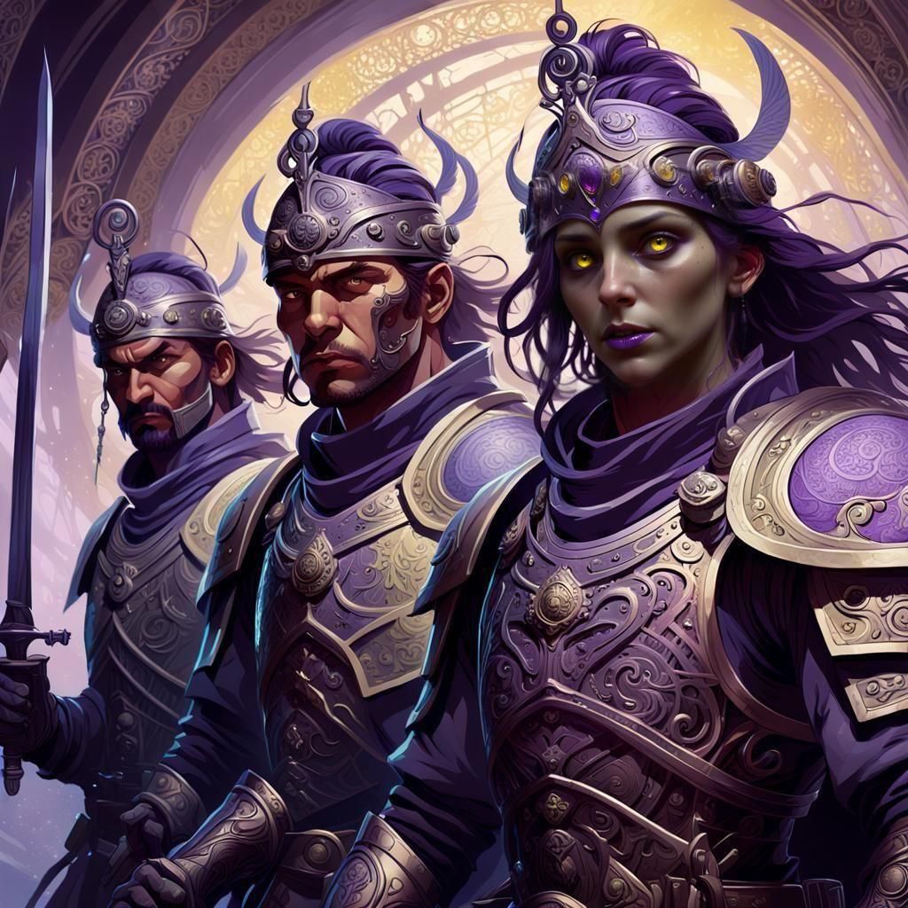 Dark Fantasy Soldier Holds Gun on Castle Walls