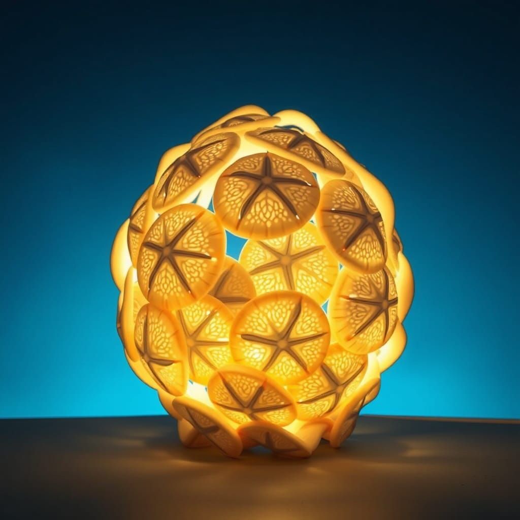 A delicate, intricately detailed lamp crafted from a cluster...