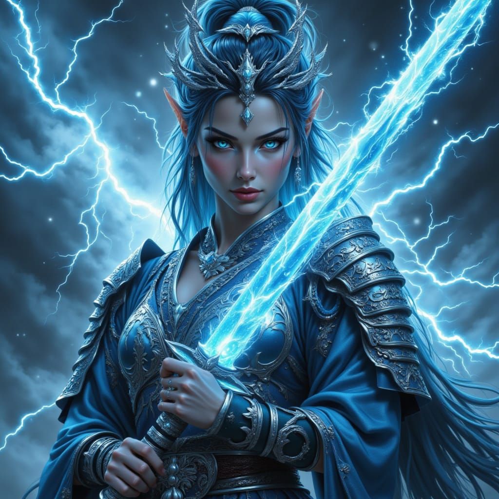 <lora:Hyperrealism Loves U:1.0> A powerful female warrior half East Asian - orc characteristics, clad in traditional Japanese-style armor. H...