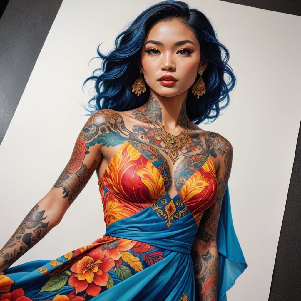 Vibrant Fauvist Goddess in Flowing Gown