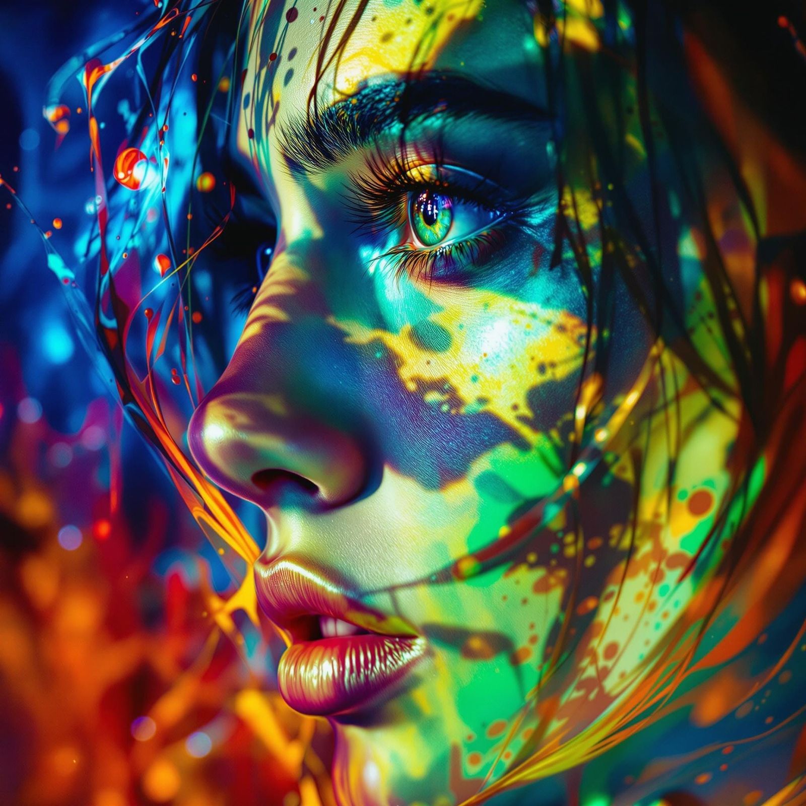 Hyperrealistic Portrait in Vibrant, Gradient Background