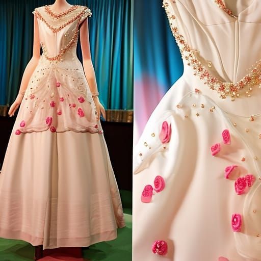 Realistic Dress with silk layers, and delicate roses, awards...