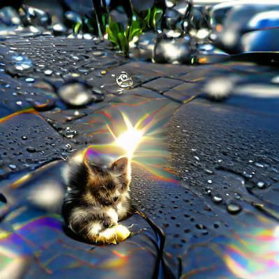 Raindrops and a Kitten