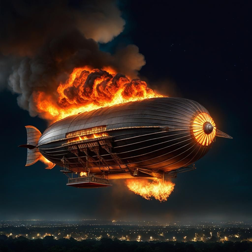 Burning Airship - AI Generated Artwork - NightCafe Creator