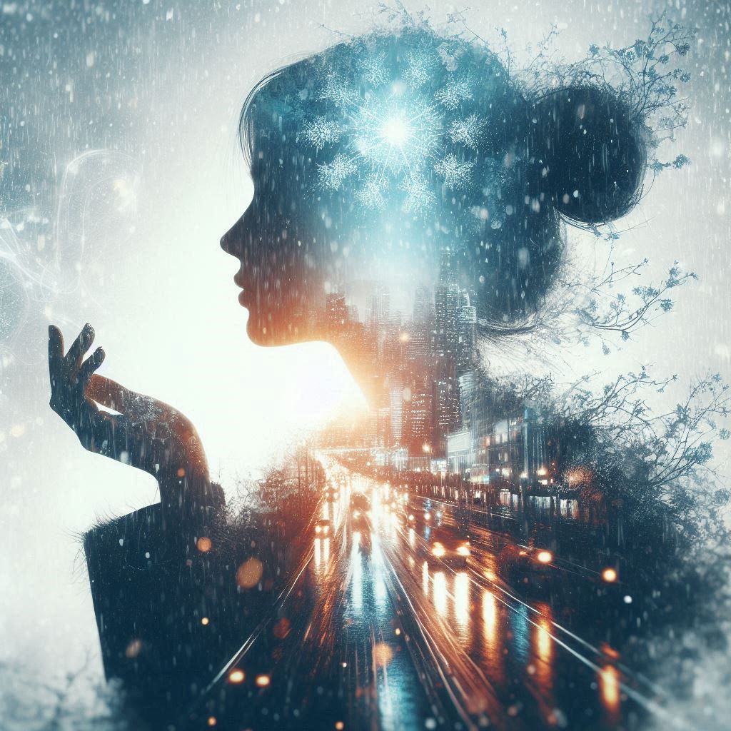 double exposure beautiful fantasy portrait landscape..