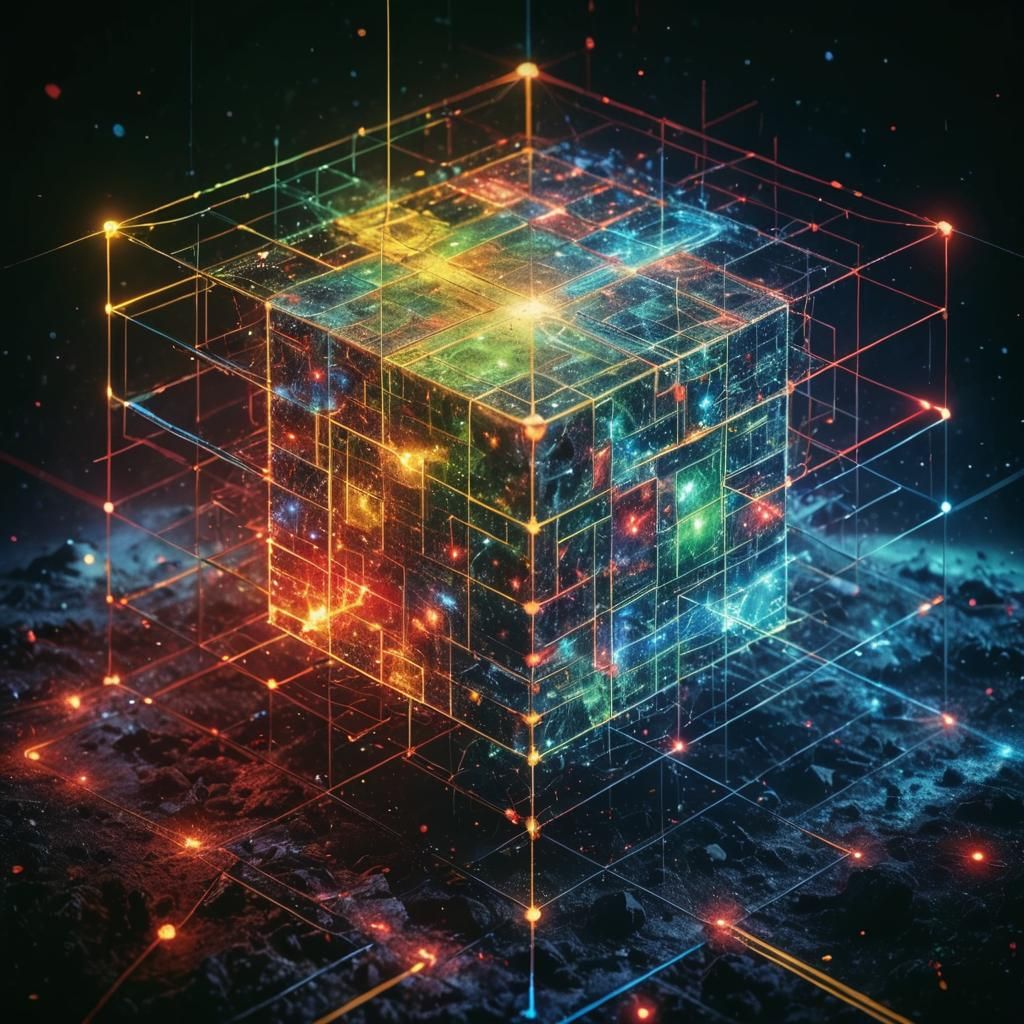 3D Cube (red, yellow, blue, green poles) of Exploring the Ga...