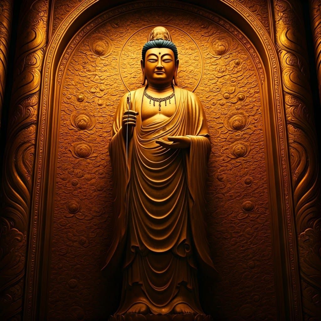 Marichi Bodhisattva Statue in Golden Niche