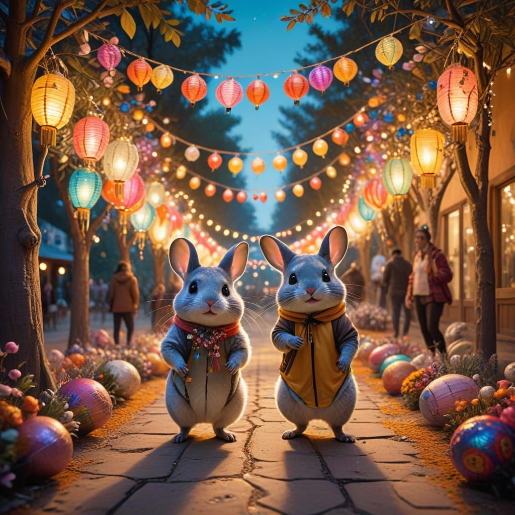 "Ein festlich geschmückter Platz anlässlich des Chinchilla-Feiertages  by @Nekooo ni