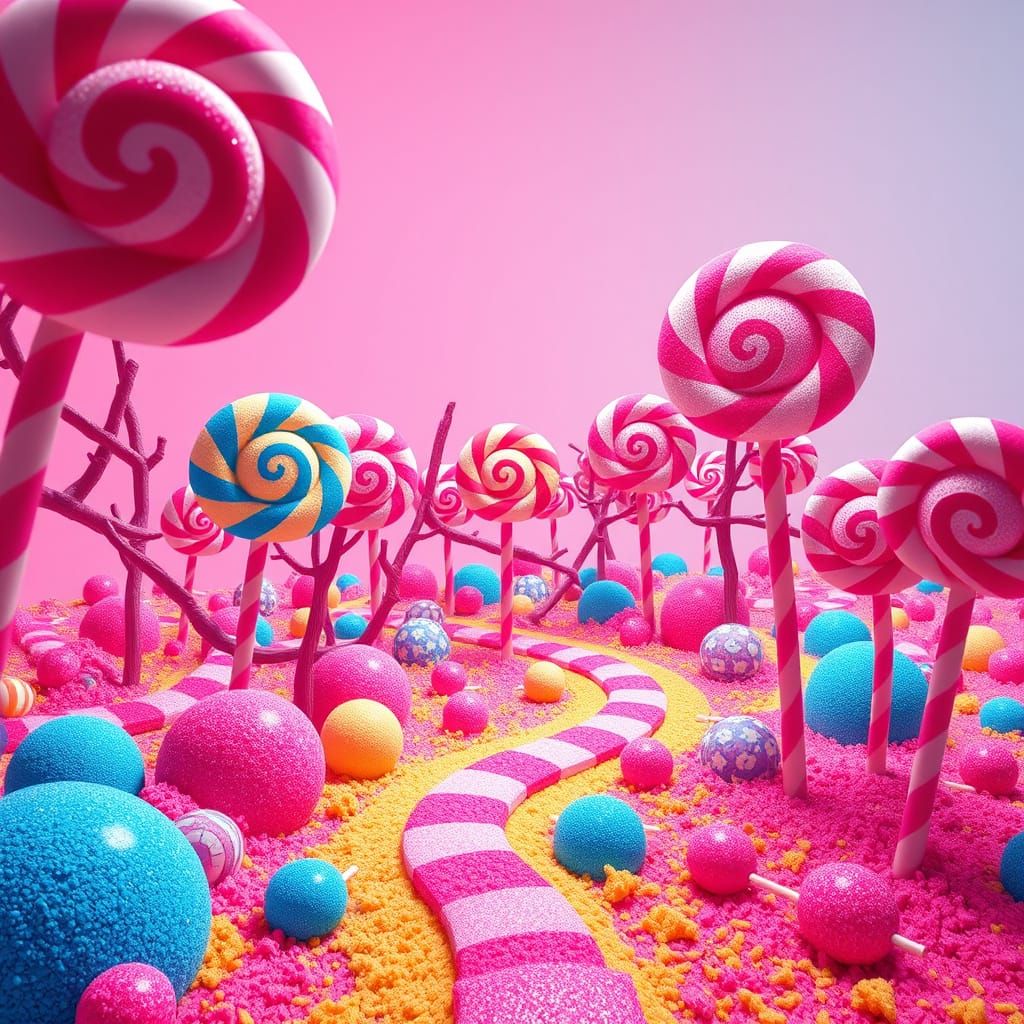 Blue and Yellow - Vibrant Pop Art Landscape of Twisted Loll...