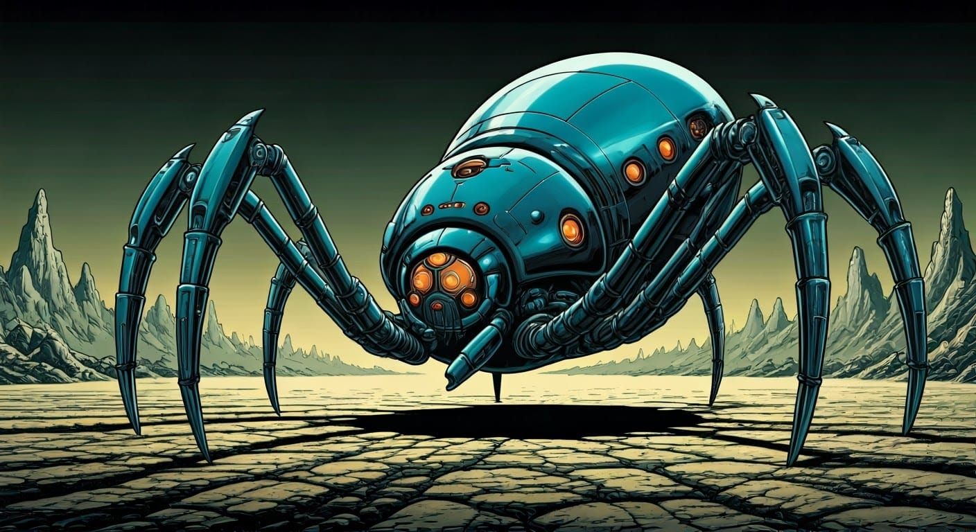 Metallic Robotic Spider  by @RedDalek