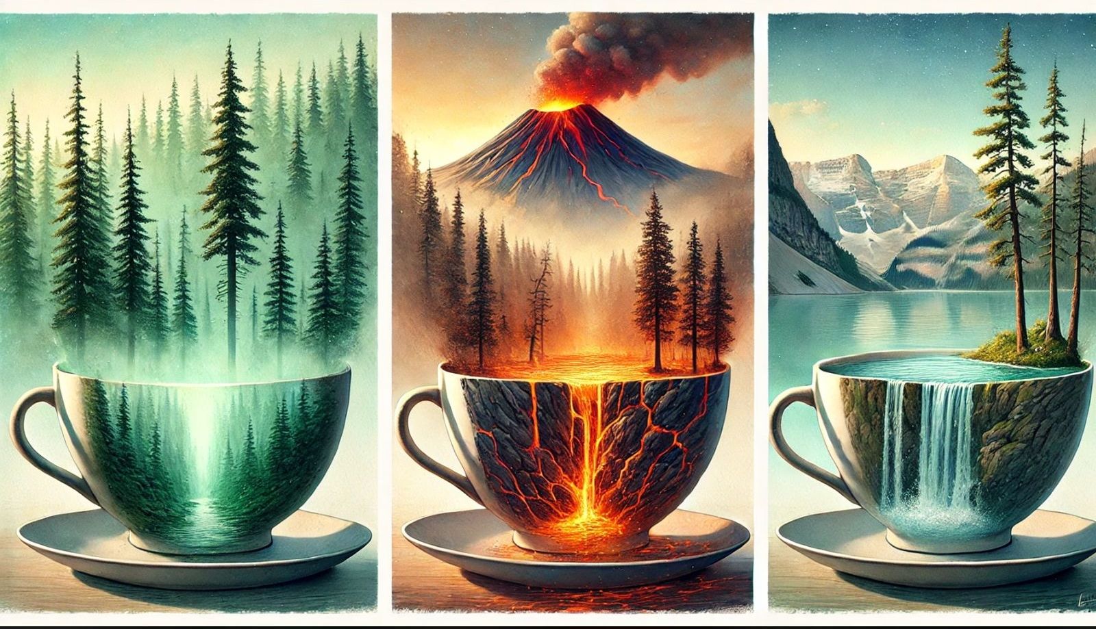 Triptych Teacups