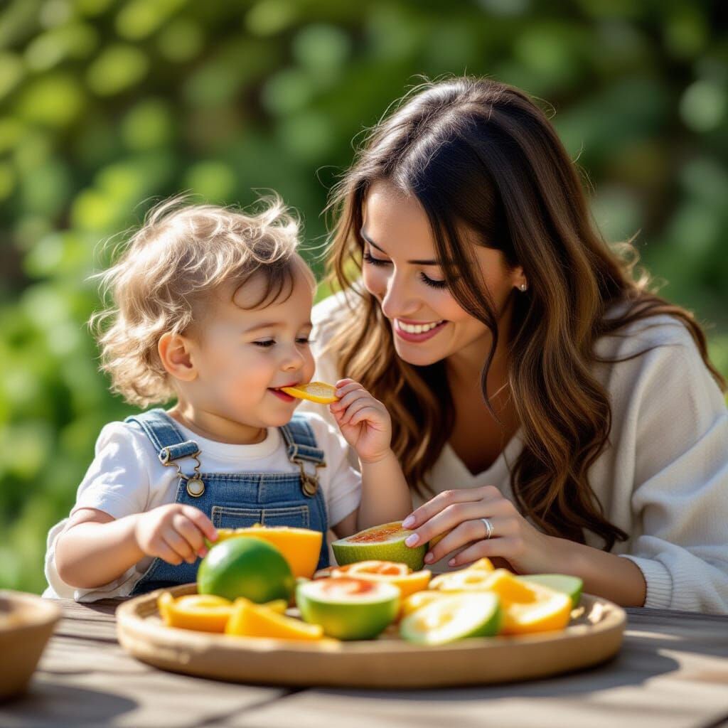 Baby Boy and Girl Eating Watermelon