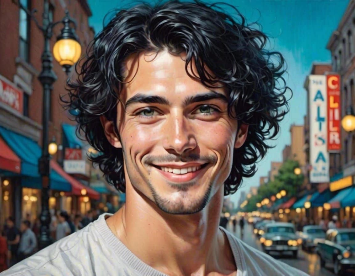 A portrait of handsome man <lora:Vivid Femme Faces:1.0> 