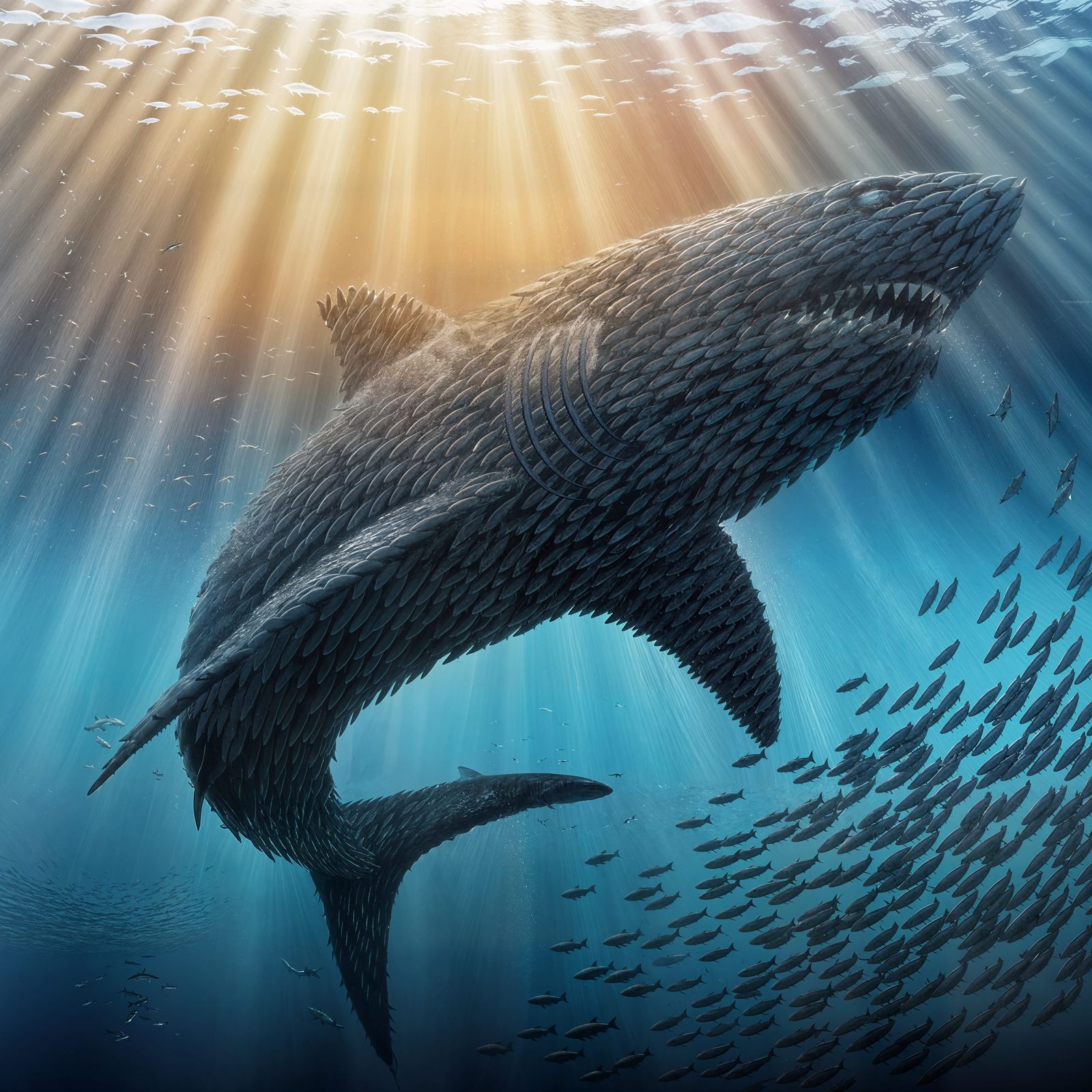 Thousands of sardines coming together and flow in perfect synchronisation to form the detailed silhouette ...  by @Gettafix