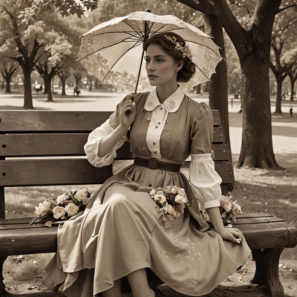 woman on a park bench