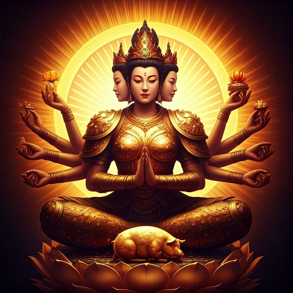 Marici: Goddess of Light in Art Nouveau Style