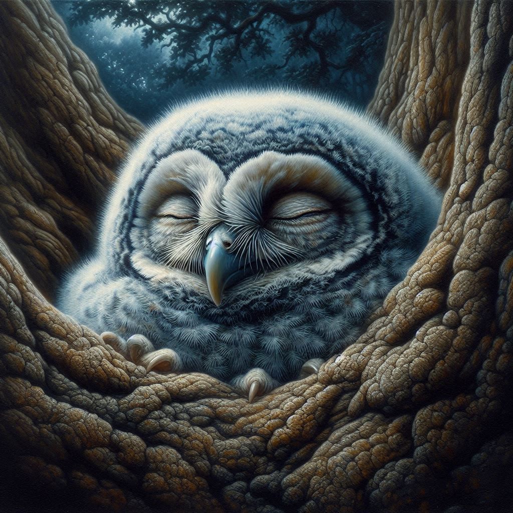 Sleeping baby owl