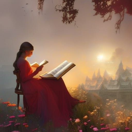 Woman is reading book
