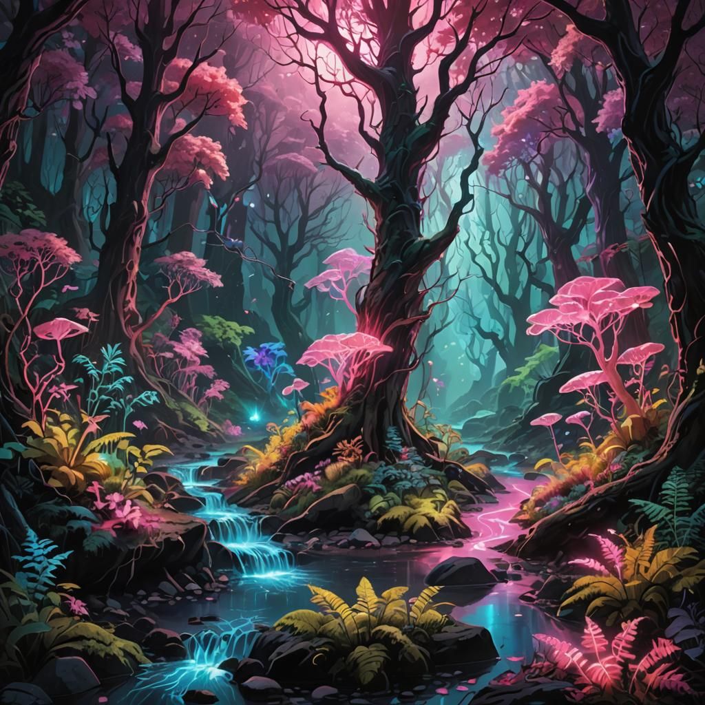  Fluorescent Forest  by @undefined