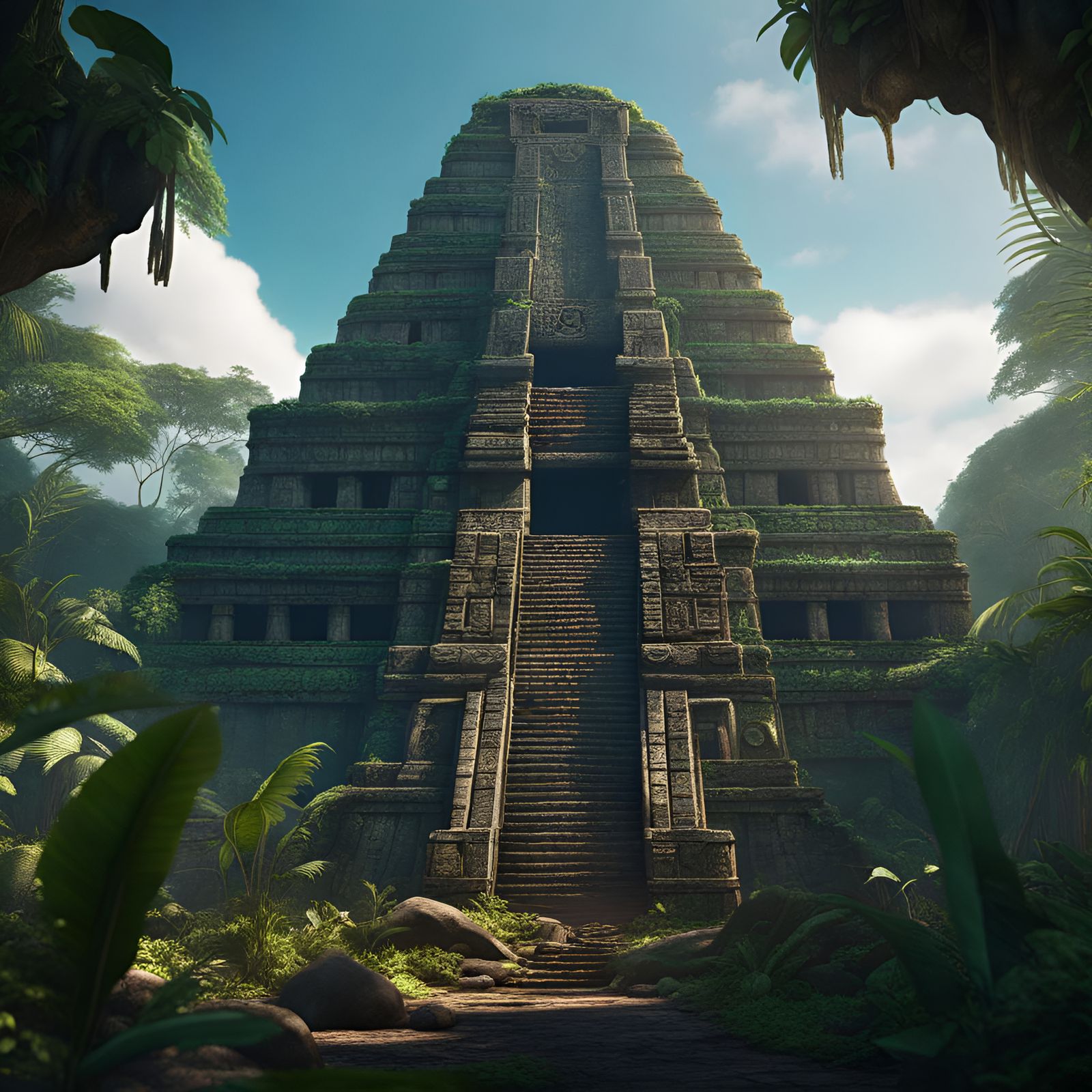 Mayan temple in the jungle