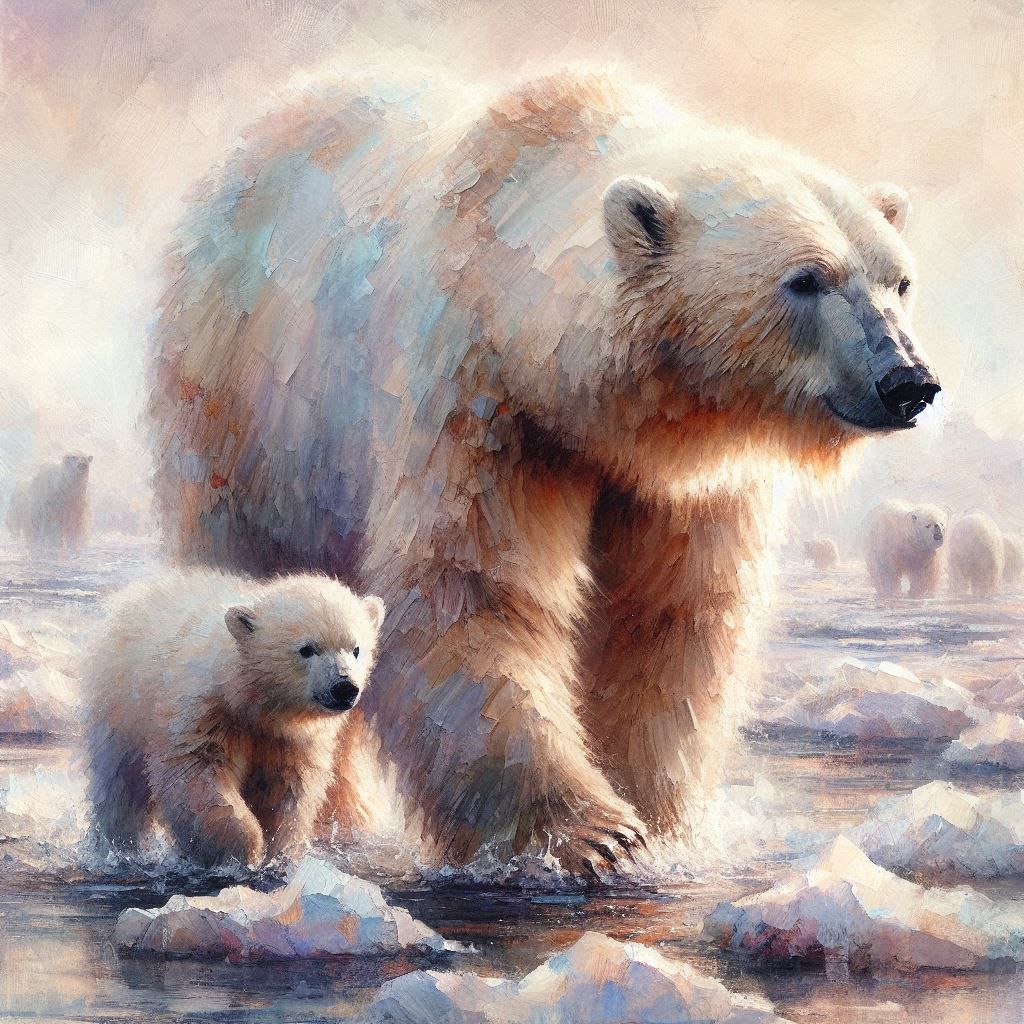 Polar bear and cub  by @Nageswara