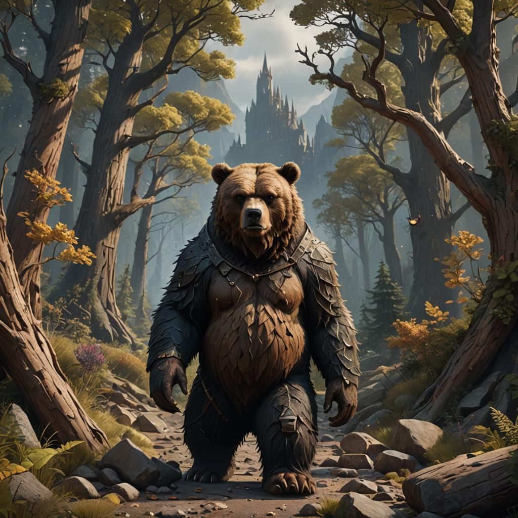 Grumpy, hairy, skinny, clothed bear
