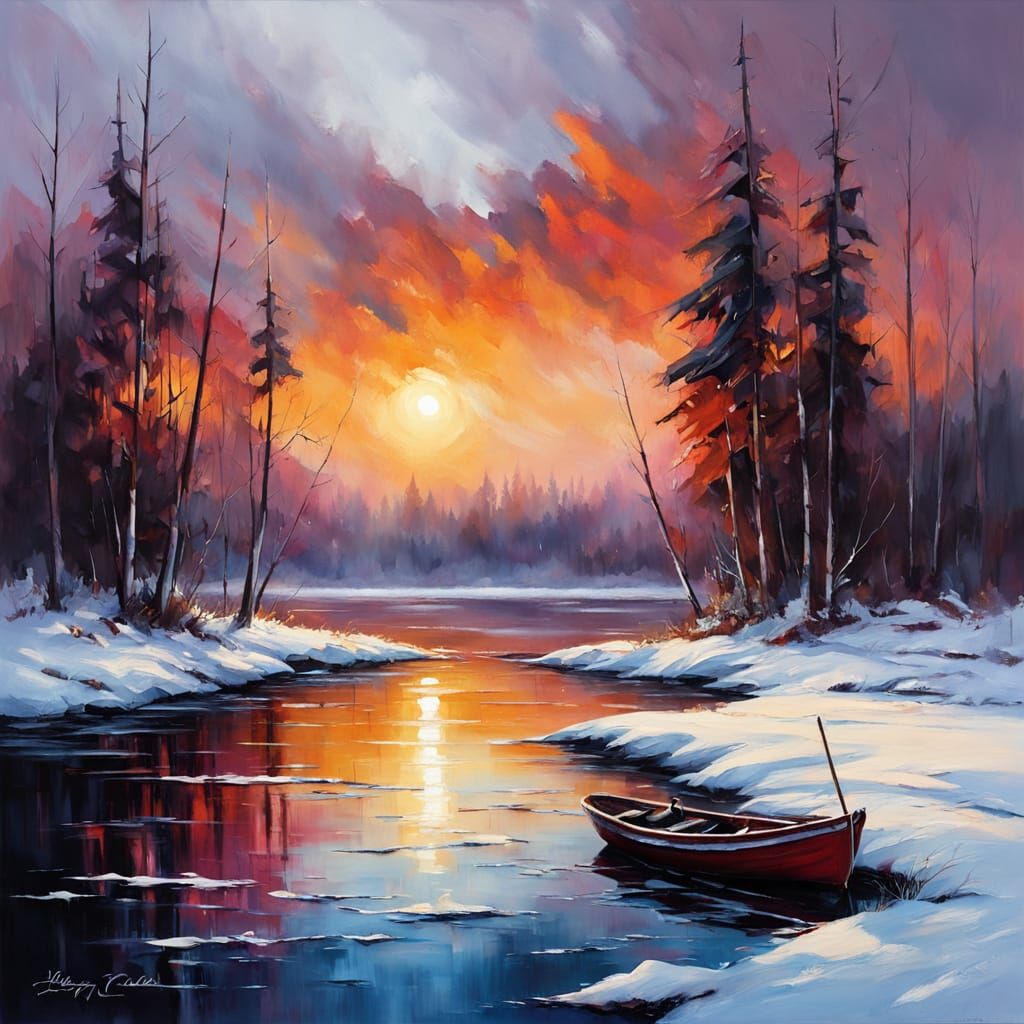 שקיעה ארגמנית על האגם הורפי